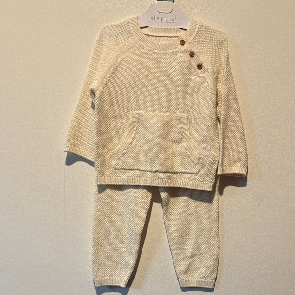 Little Planet by Carter's Cream Knit Baby Outfit
